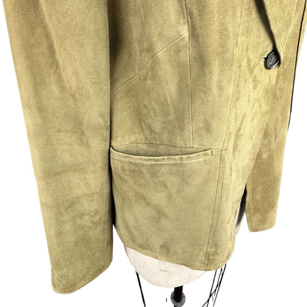 Jones New York Women Suede Leather Jacket 12 Green‎ Western Cowgirl Equestrian - Picture 5 of 16